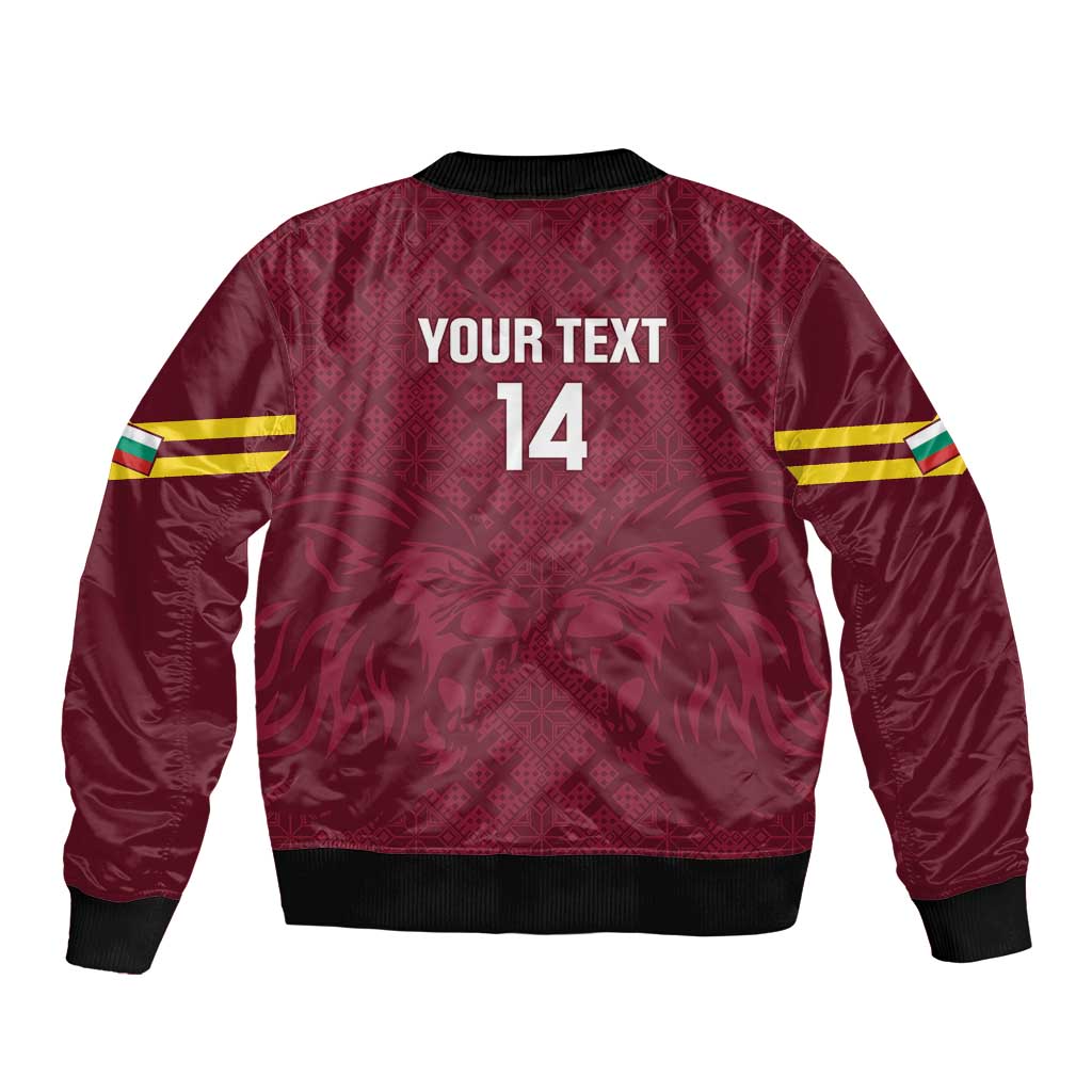Custom Bulgaria Football Sleeve Zip Bomber Jacket Go Lavovete Bulgarian Pattern