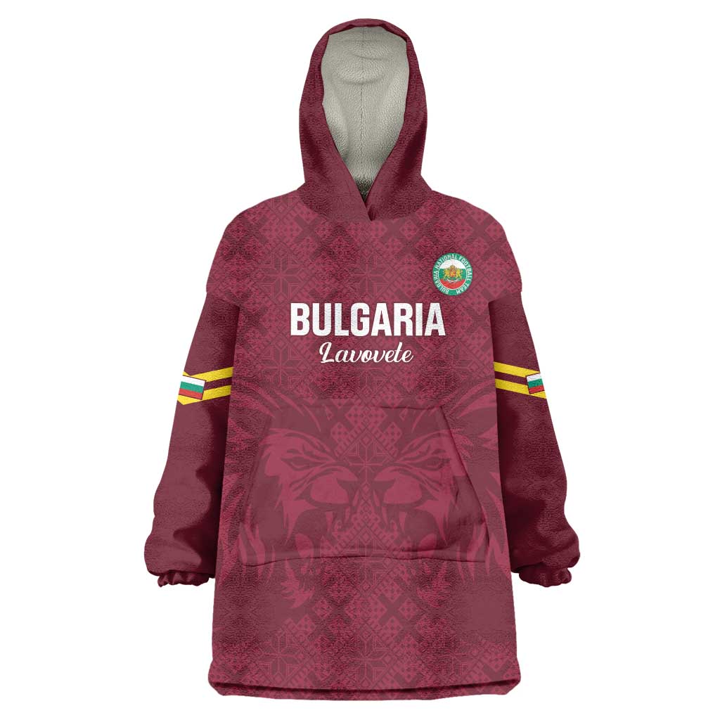 Custom Bulgaria Football Wearable Blanket Hoodie Go Lavovete Bulgarian Pattern