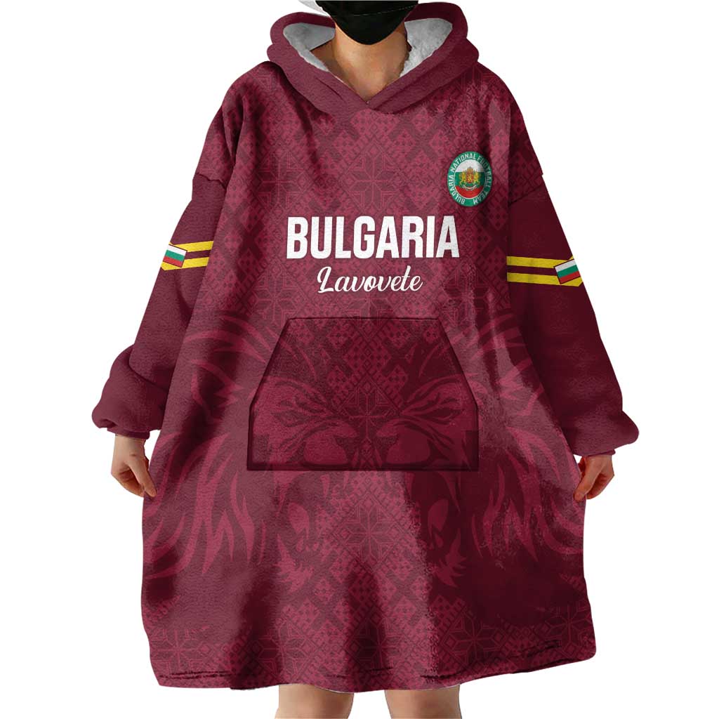Custom Bulgaria Football Wearable Blanket Hoodie Go Lavovete Bulgarian Pattern
