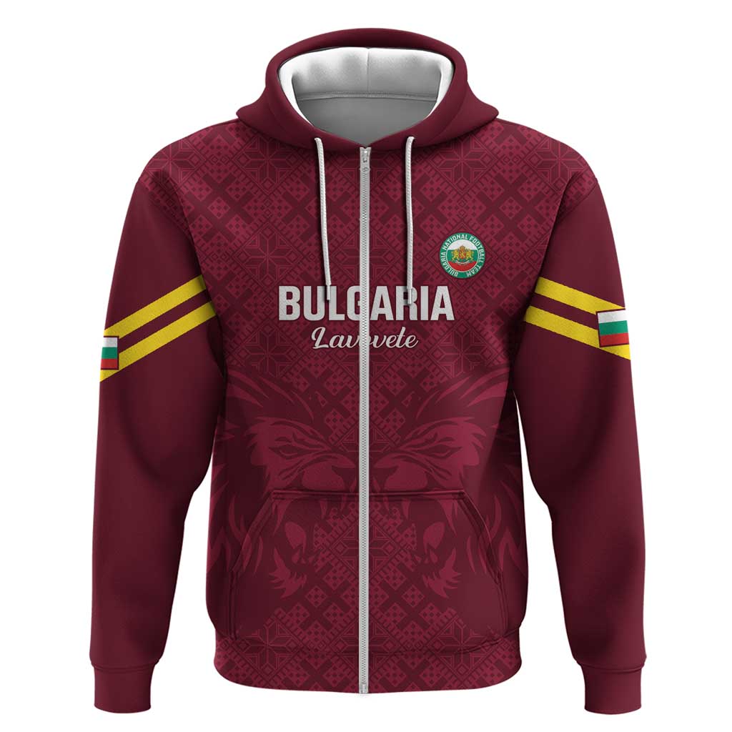 Custom Bulgaria Football Zip Hoodie Go Lavovete Bulgarian Pattern