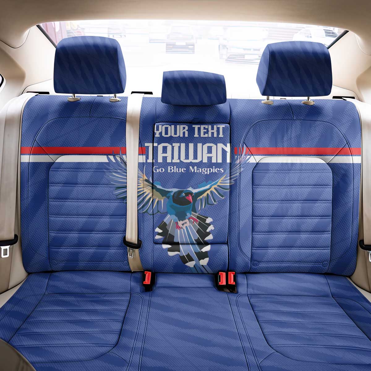 Custom Taiwan Football 2026 Back Car Seat Cover Come On Blue Magpies