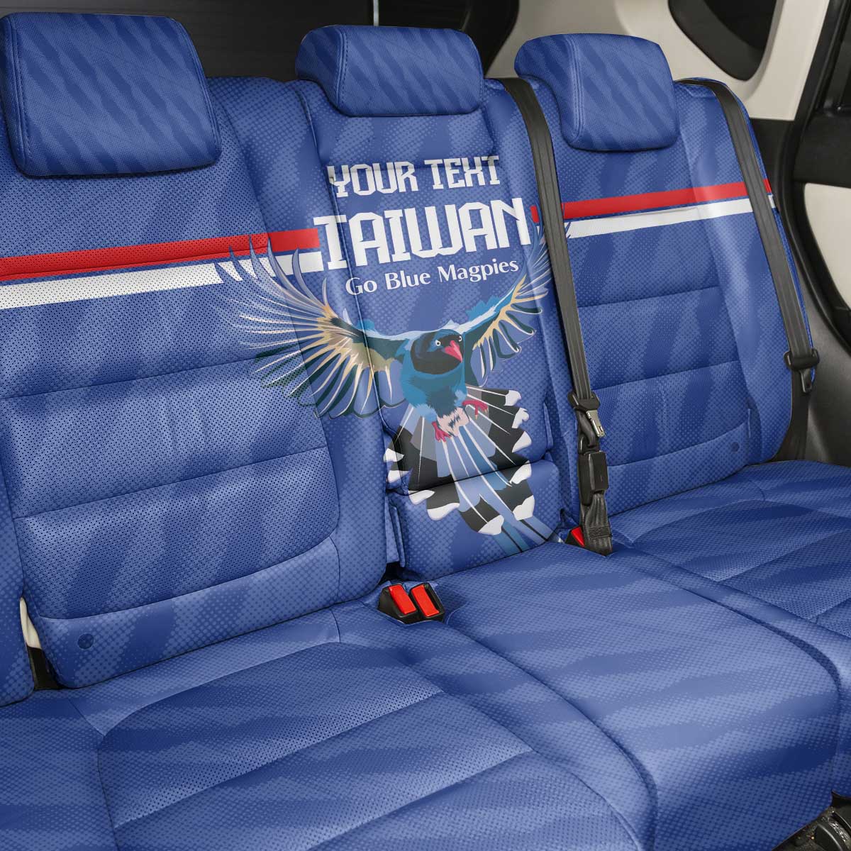 Custom Taiwan Football 2026 Back Car Seat Cover Come On Blue Magpies