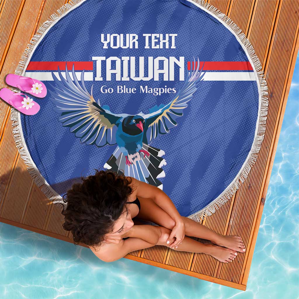 Custom Taiwan Football 2026 Beach Blanket Come On Blue Magpies