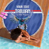 Custom Taiwan Football 2026 Beach Blanket Come On Blue Magpies
