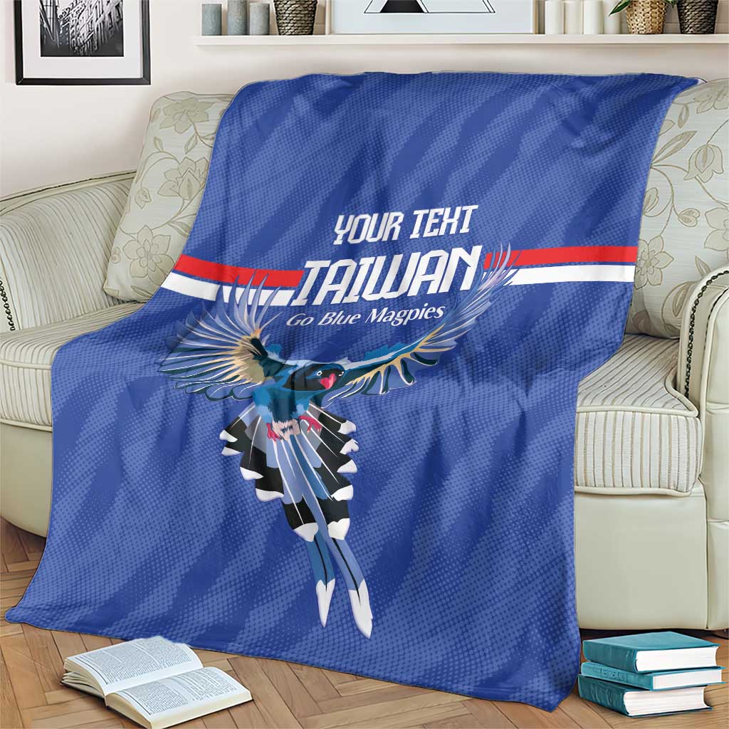 Custom Taiwan Football 2026 Blanket Come On Blue Magpies