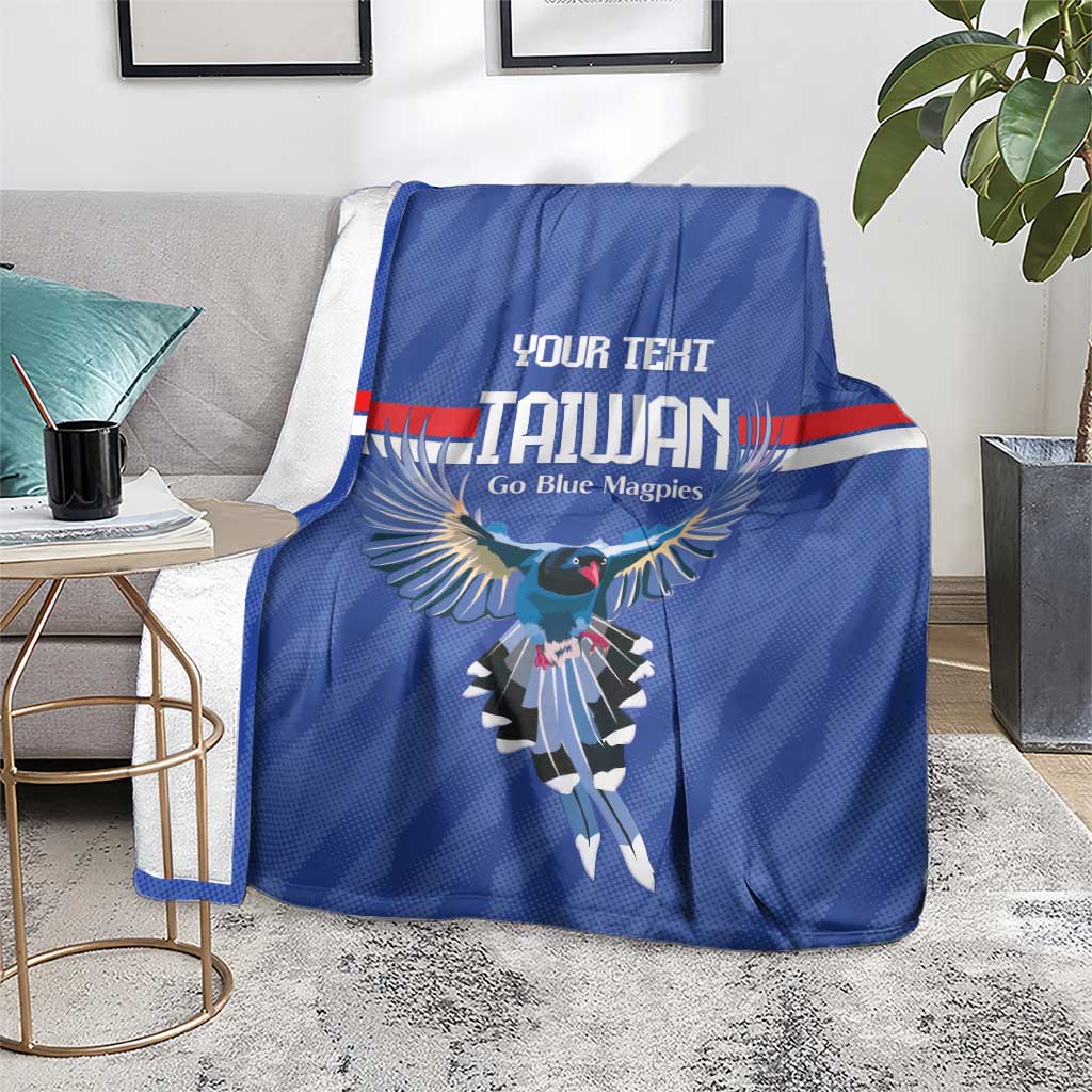 Custom Taiwan Football 2026 Blanket Come On Blue Magpies