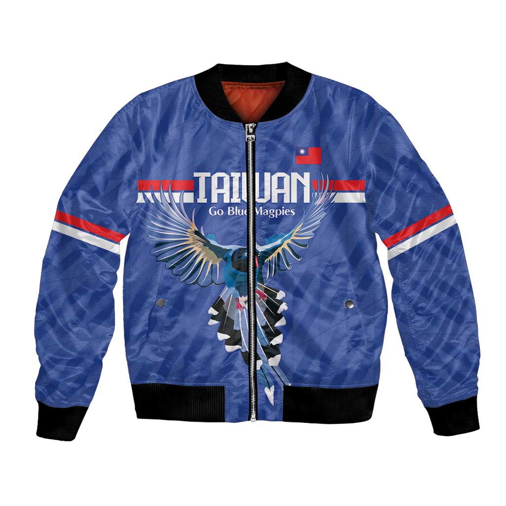 Custom Taiwan Football 2026 Bomber Jacket Come On Blue Magpies