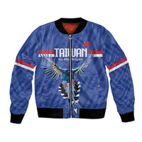Custom Taiwan Football 2026 Bomber Jacket Come On Blue Magpies