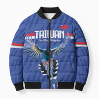 Custom Taiwan Football 2026 Bomber Puffer Jacket Come On Blue Magpies