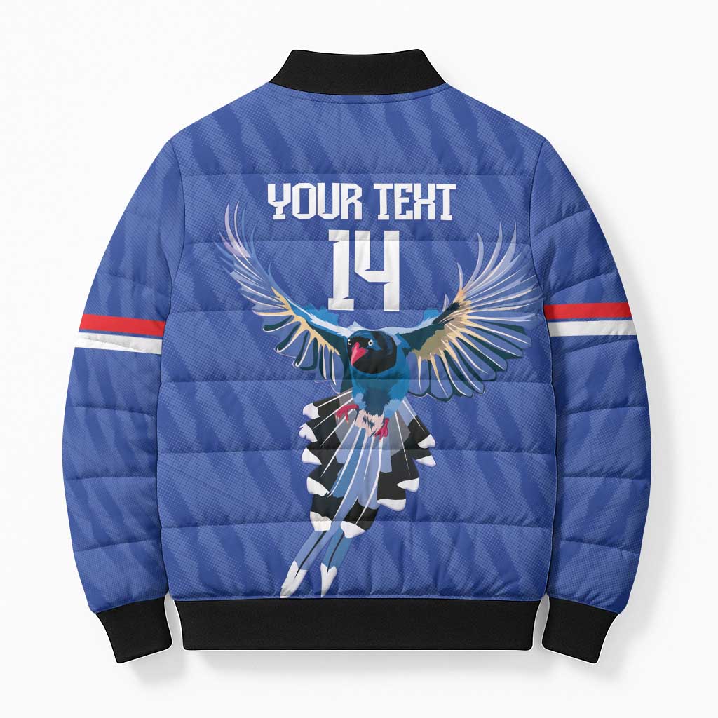 Custom Taiwan Football 2026 Bomber Puffer Jacket Come On Blue Magpies