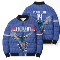 Custom Taiwan Football 2026 Bomber Puffer Jacket Come On Blue Magpies