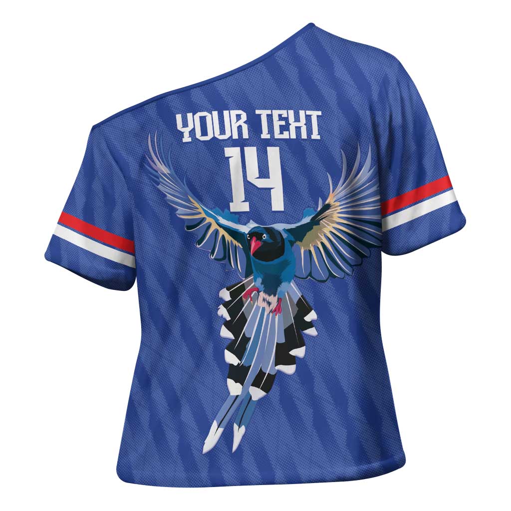 Custom Taiwan Football 2026 Cross Shoulder Shirt Come On Blue Magpies