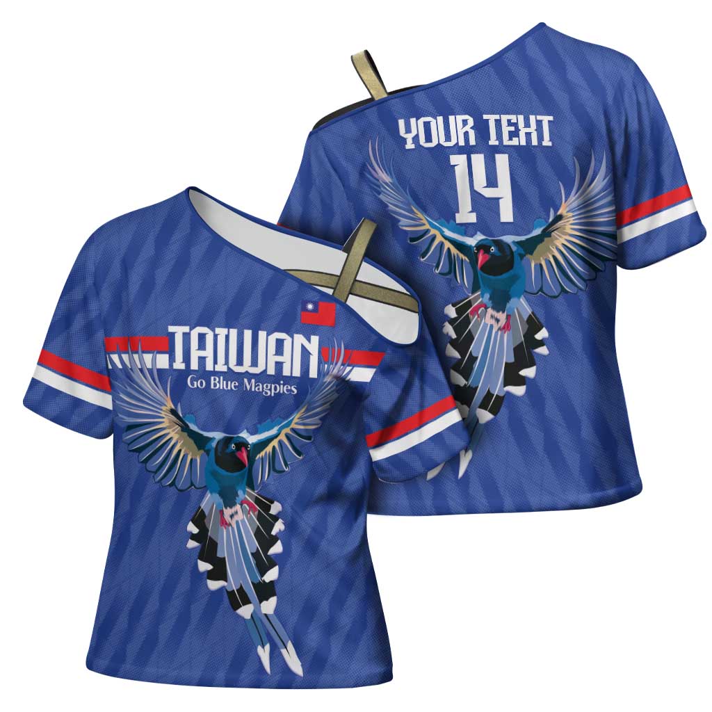 Custom Taiwan Football 2026 Cross Shoulder Shirt Come On Blue Magpies