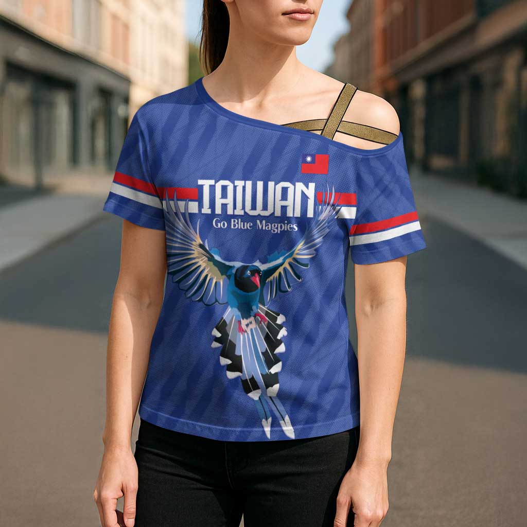 Custom Taiwan Football 2026 Cross Shoulder Shirt Come On Blue Magpies