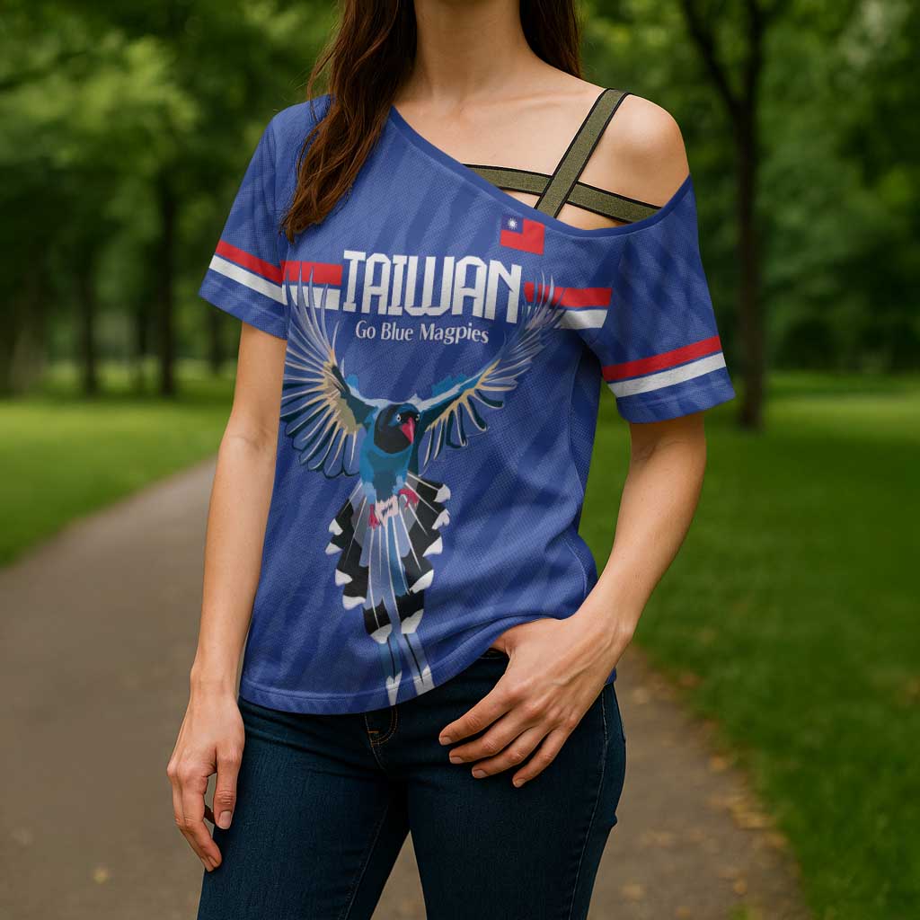 Custom Taiwan Football 2026 Cross Shoulder Shirt Come On Blue Magpies