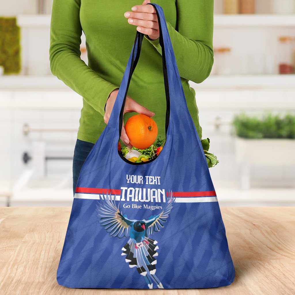 Custom Taiwan Football 2026 Grocery Bag Come On Blue Magpies