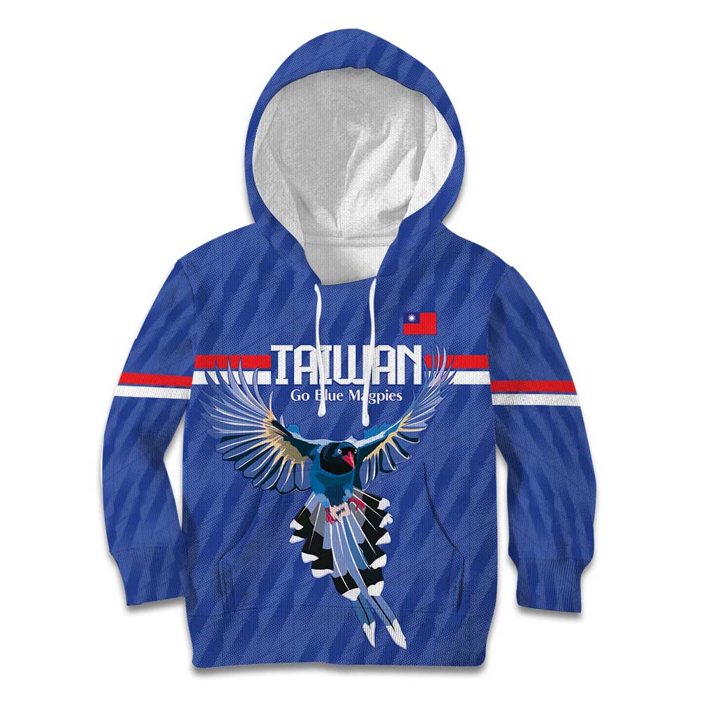 Custom Taiwan Football 2026 Kid Hoodie Come On Blue Magpies