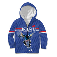 Custom Taiwan Football 2026 Kid Hoodie Come On Blue Magpies