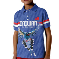 Custom Taiwan Football 2026 Kid Polo Shirt Come On Blue Magpies