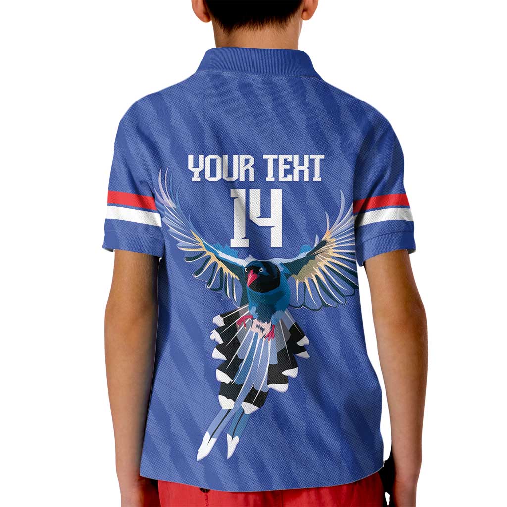 Custom Taiwan Football 2026 Kid Polo Shirt Come On Blue Magpies