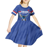Custom Taiwan Football 2026 Kid Short Sleeve Dress Come On Blue Magpies