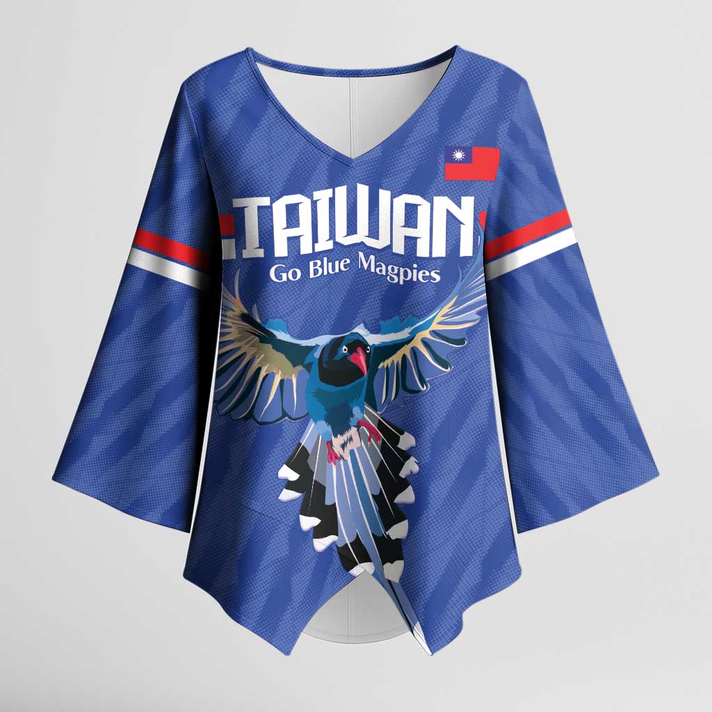 Custom Taiwan Football 2026 Kimono Sleeve Blouse Come On Blue Magpies