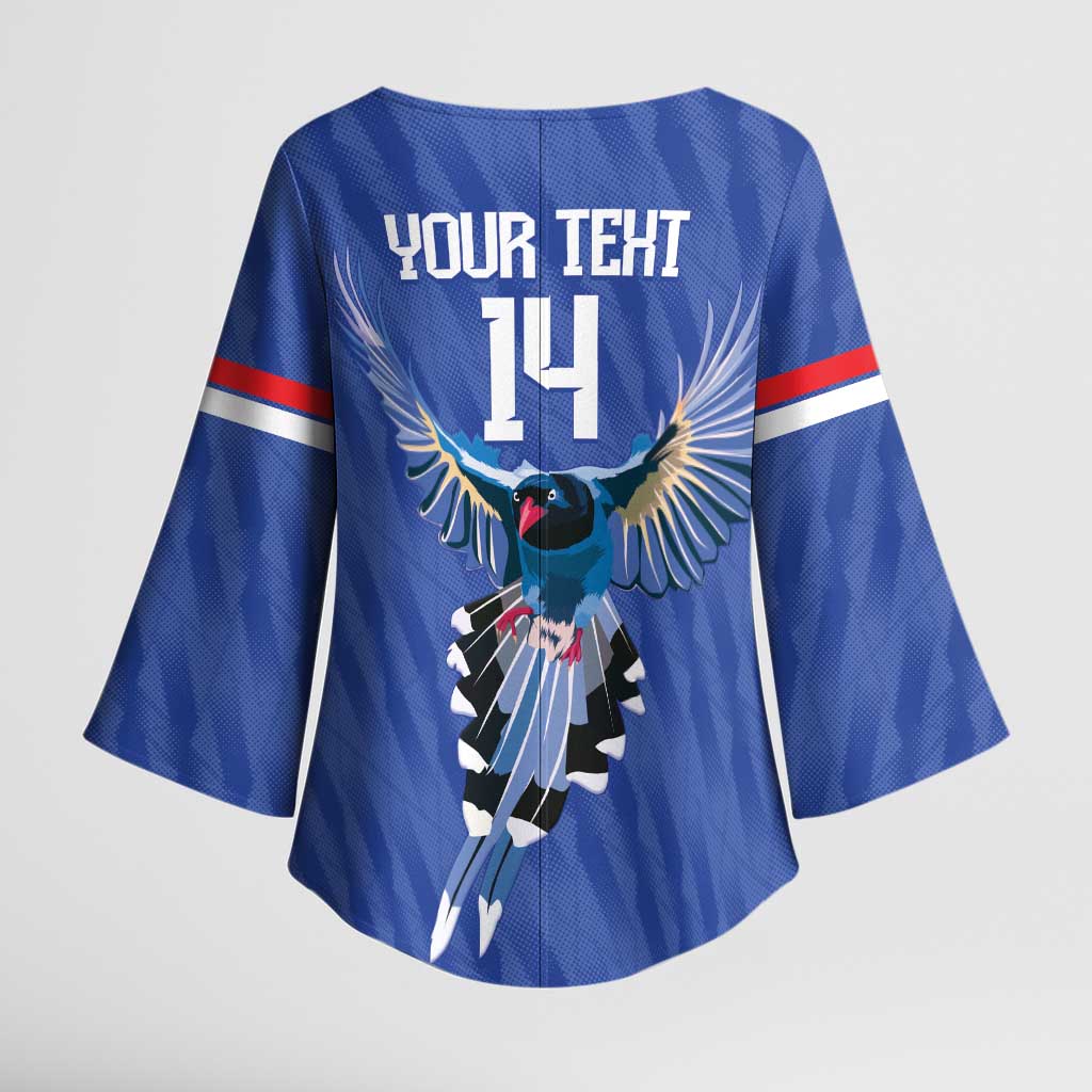 Custom Taiwan Football 2026 Kimono Sleeve Blouse Come On Blue Magpies
