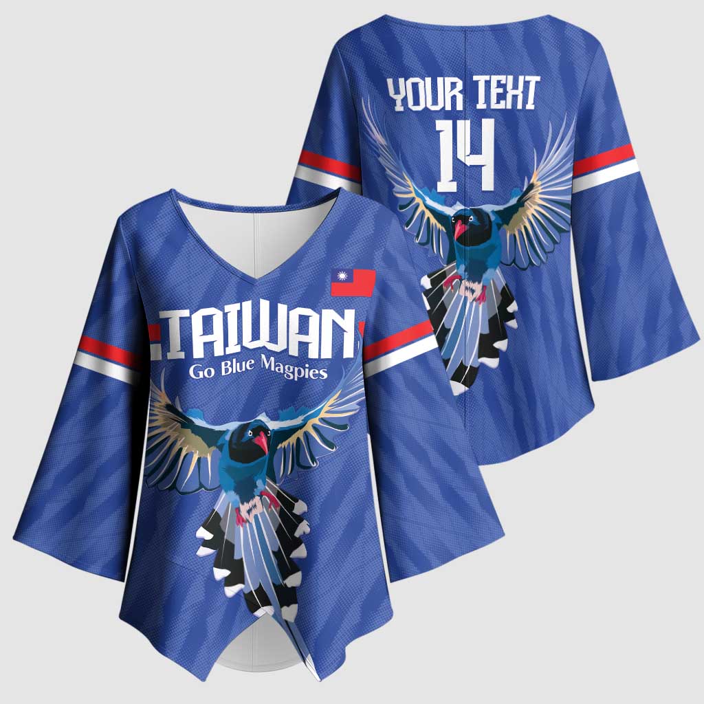 Custom Taiwan Football 2026 Kimono Sleeve Blouse Come On Blue Magpies