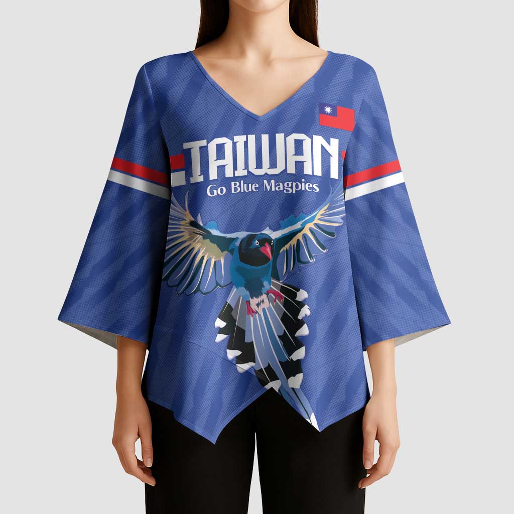 Custom Taiwan Football 2026 Kimono Sleeve Blouse Come On Blue Magpies