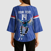 Custom Taiwan Football 2026 Kimono Sleeve Blouse Come On Blue Magpies