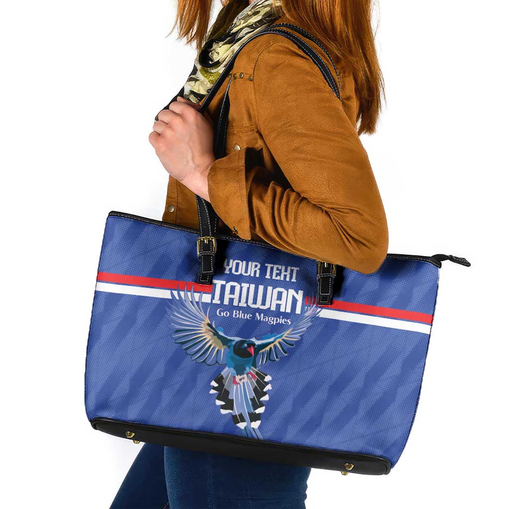 Custom Taiwan Football 2026 Leather Tote Bag Come On Blue Magpies
