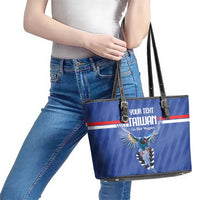 Custom Taiwan Football 2026 Leather Tote Bag Come On Blue Magpies