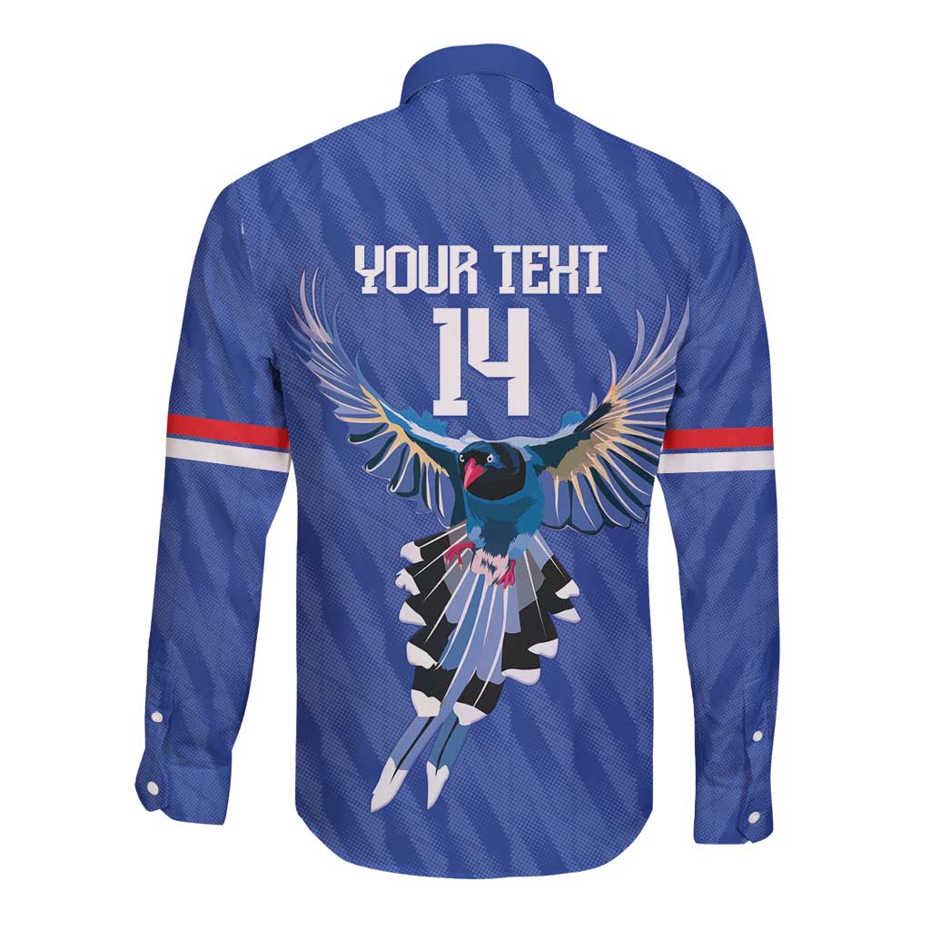 Custom Taiwan Football 2026 Long Sleeve Button Shirt Come On Blue Magpies