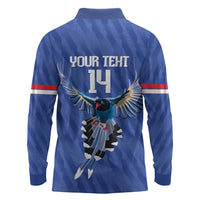 Custom Taiwan Football 2026 Long Sleeve Polo Shirt Come On Blue Magpies