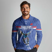 Custom Taiwan Football 2026 Long Sleeve Polo Shirt Come On Blue Magpies