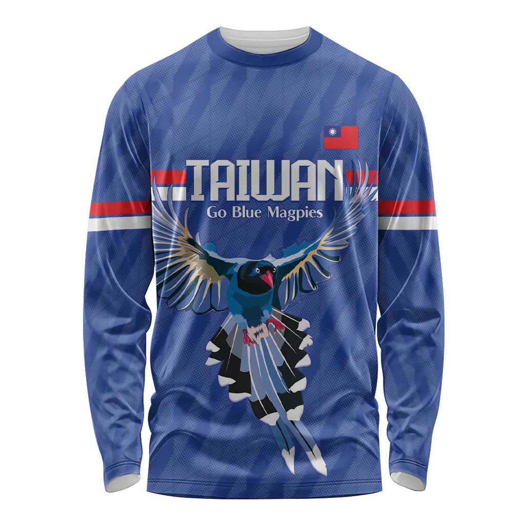 Custom Taiwan Football 2026 Long Sleeve Shirt Come On Blue Magpies