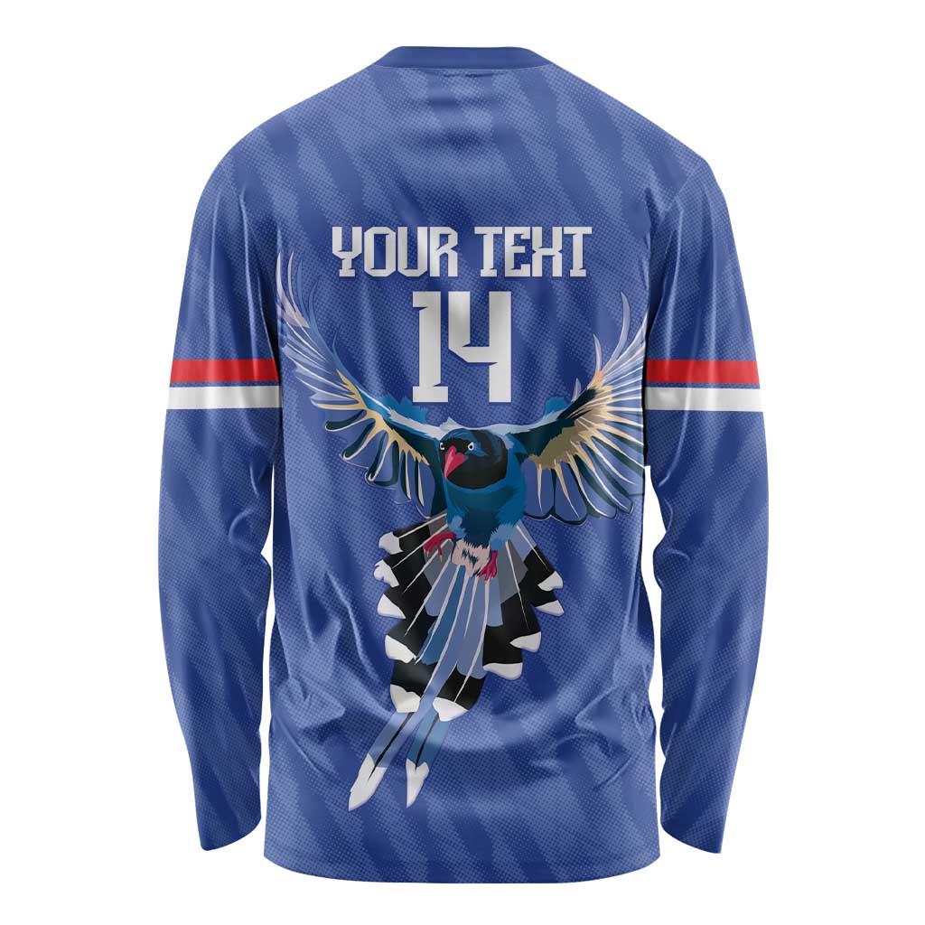 Custom Taiwan Football 2026 Long Sleeve Shirt Come On Blue Magpies