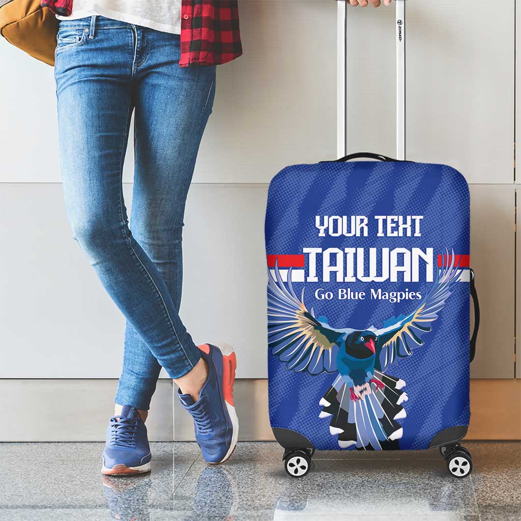 Custom Taiwan Football 2026 Luggage Cover Come On Blue Magpies