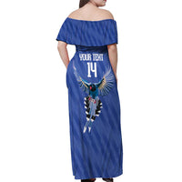Custom Taiwan Football 2026 Off Shoulder Maxi Dress Come On Blue Magpies