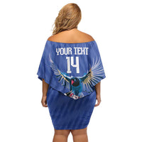 Custom Taiwan Football 2026 Off Shoulder Short Dress Come On Blue Magpies