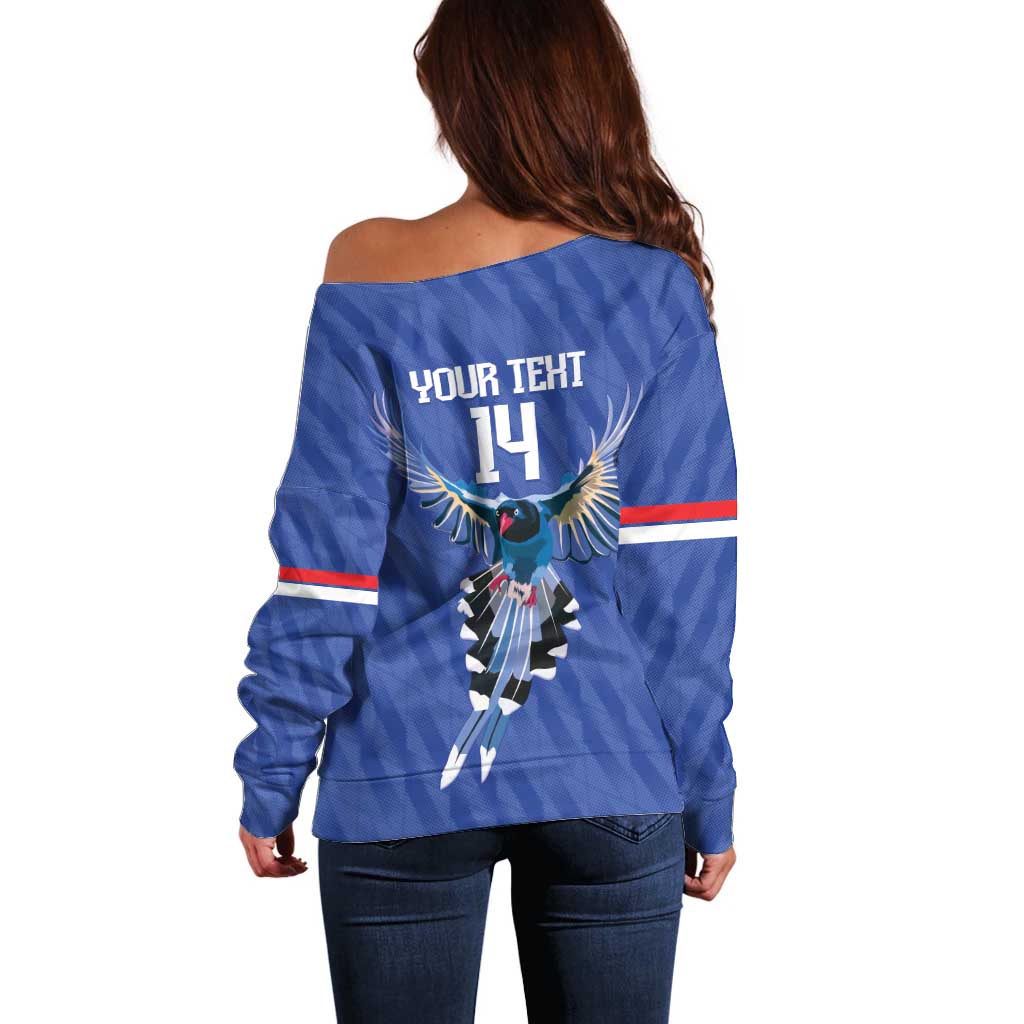 Custom Taiwan Football 2026 Off Shoulder Sweater Come On Blue Magpies
