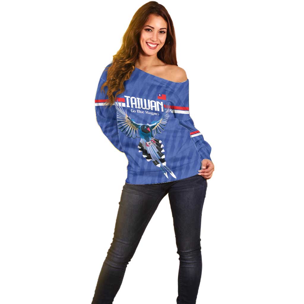 Custom Taiwan Football 2026 Off Shoulder Sweater Come On Blue Magpies