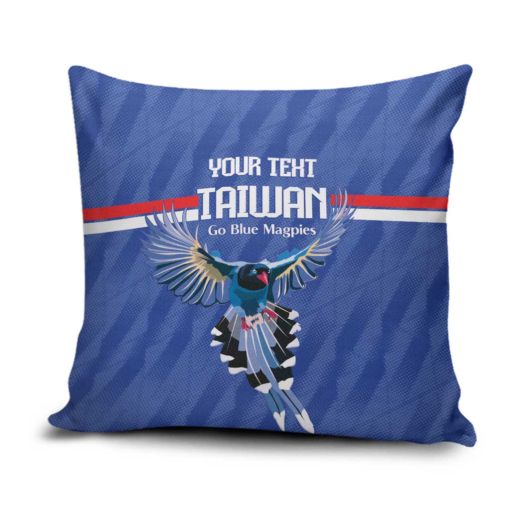 Custom Taiwan Football 2026 Pillow Cover Come On Blue Magpies