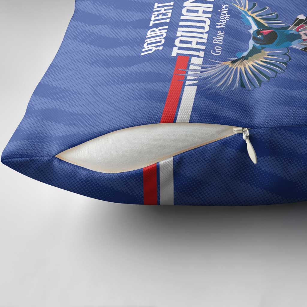 Custom Taiwan Football 2026 Pillow Cover Come On Blue Magpies