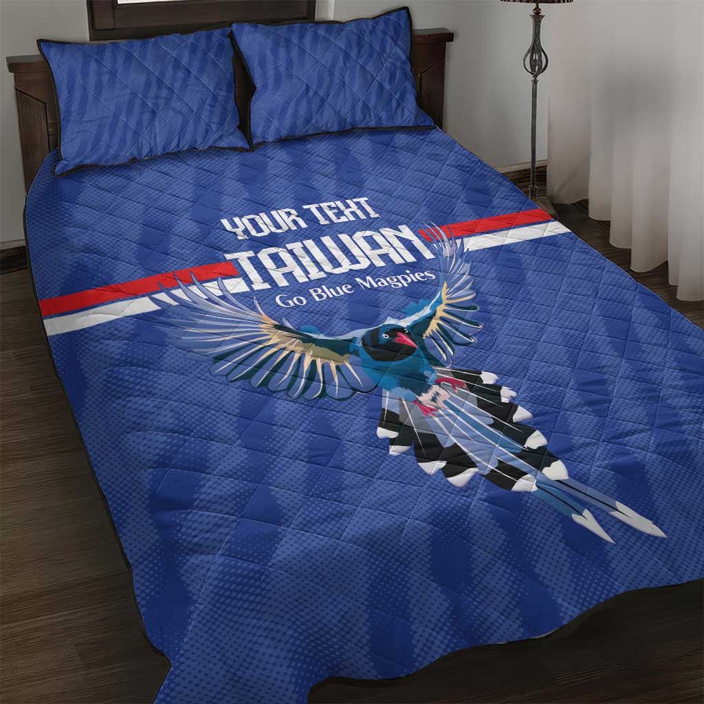 Custom Taiwan Football 2026 Quilt Bed Set Come On Blue Magpies