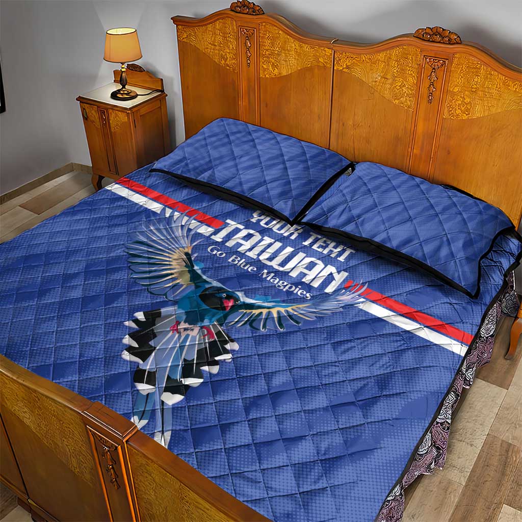 Custom Taiwan Football 2026 Quilt Bed Set Come On Blue Magpies