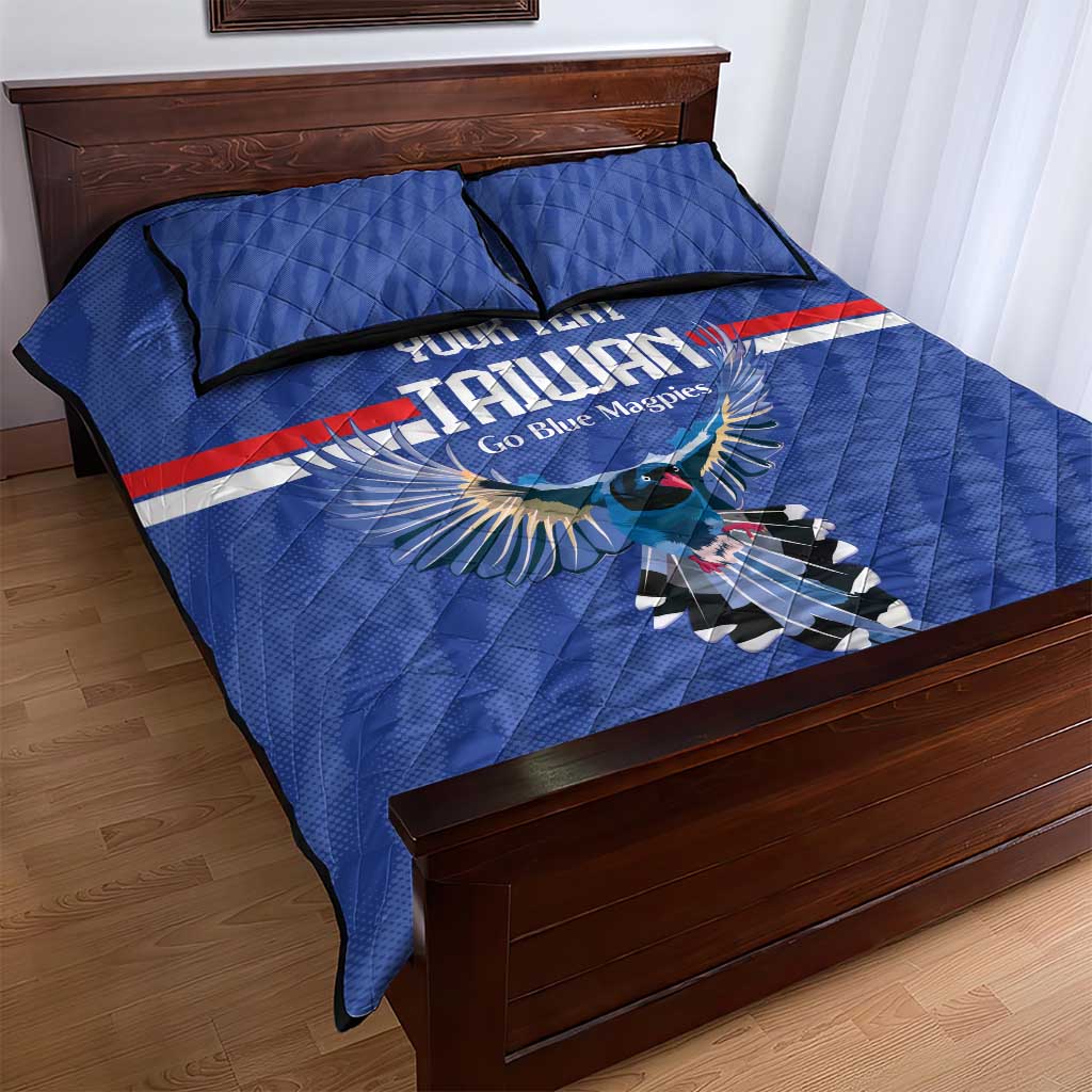 Custom Taiwan Football 2026 Quilt Bed Set Come On Blue Magpies