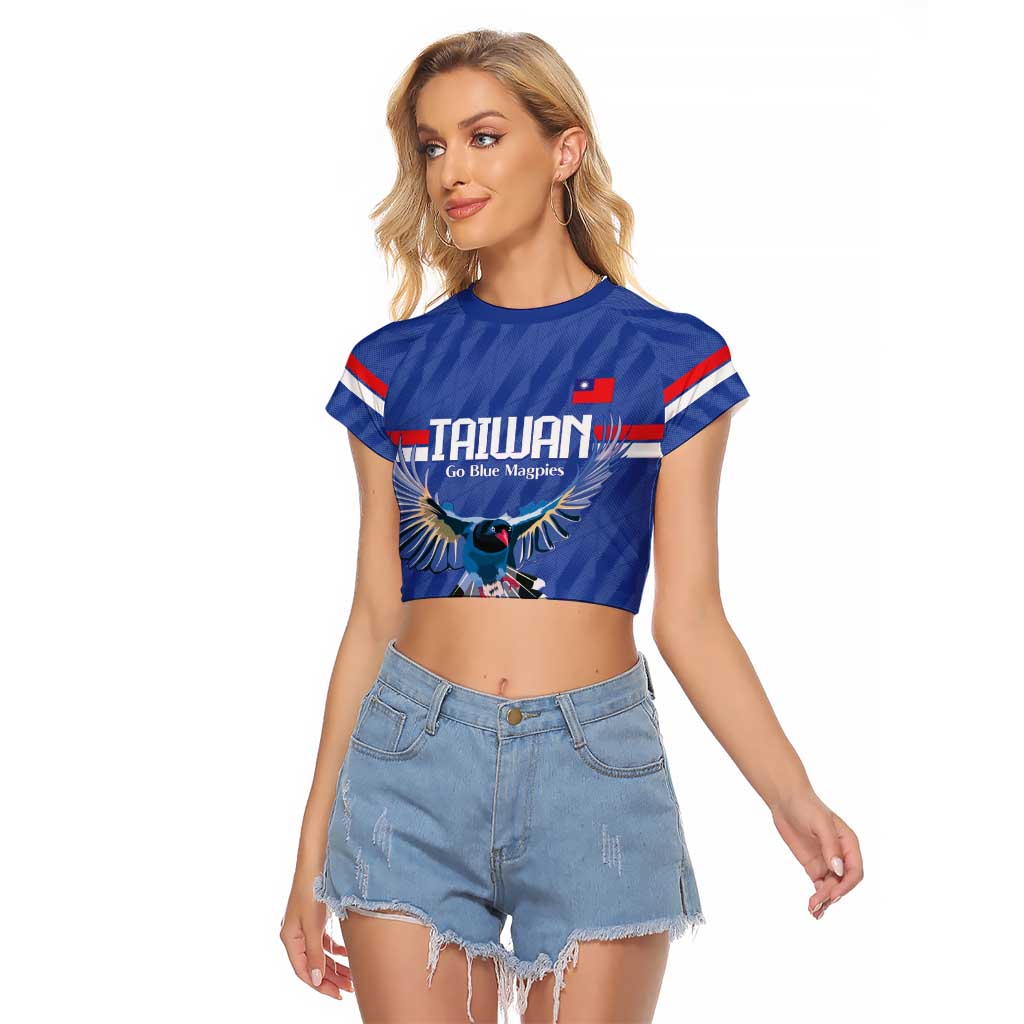 Custom Taiwan Football 2026 Raglan Cropped T Shirt Come On Blue Magpies