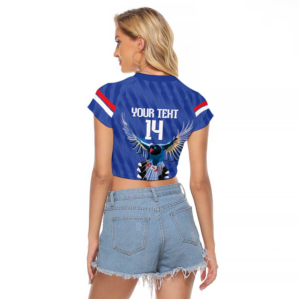 Custom Taiwan Football 2026 Raglan Cropped T Shirt Come On Blue Magpies