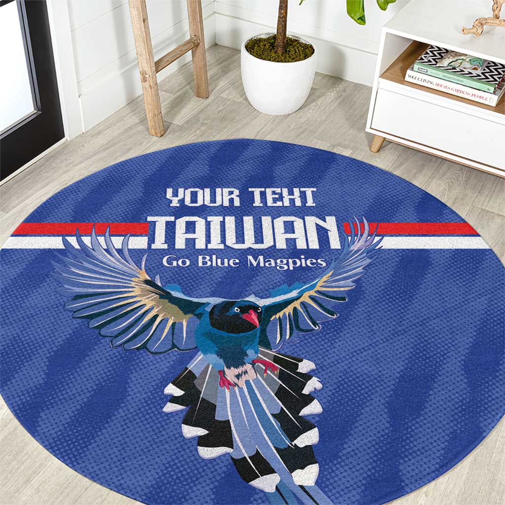 Custom Taiwan Football 2026 Round Carpet Come On Blue Magpies